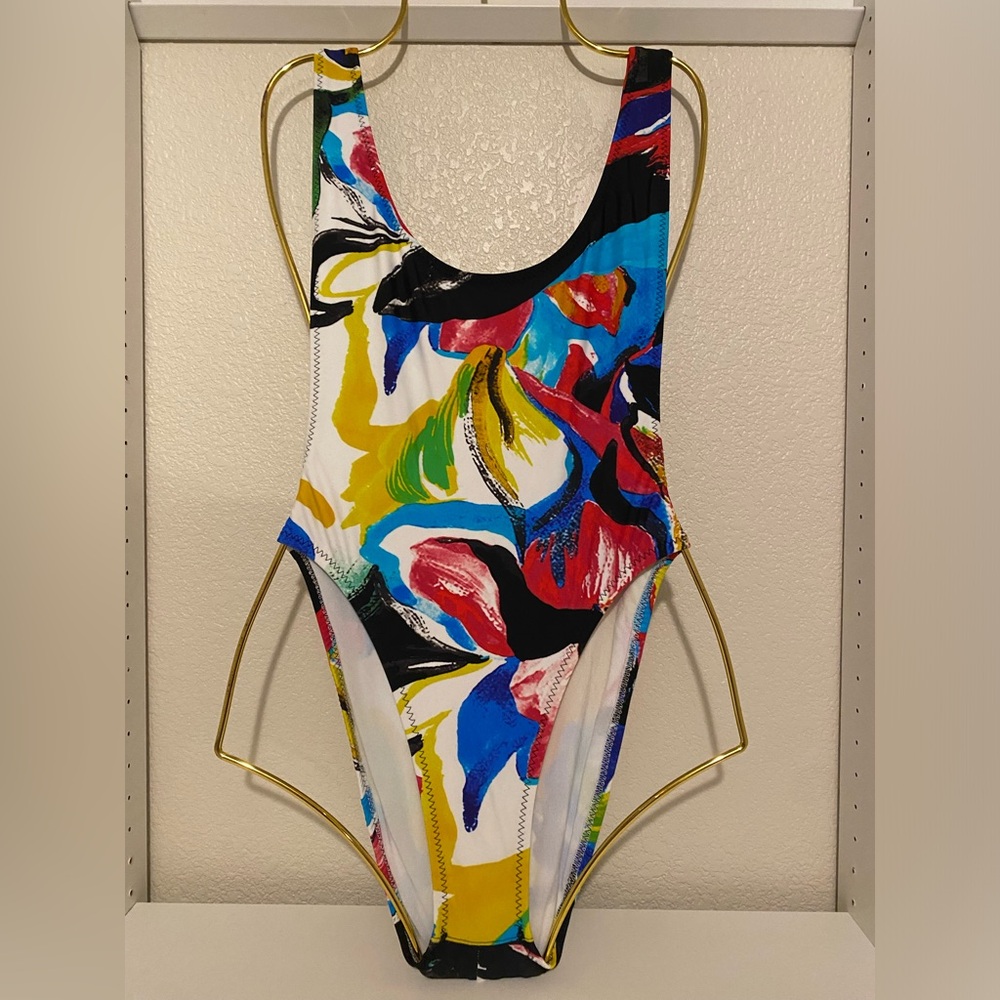 Multi color one piece swimsuit